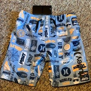 New Hurley Boys Blue Swim Trunks Size 4 Surf